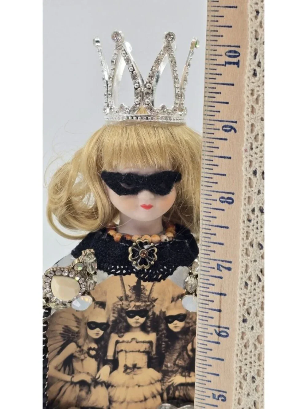 OOAK Mixed Media Assemblage Art Doll Masquerade Queen Witch Gothic Curiosity 10